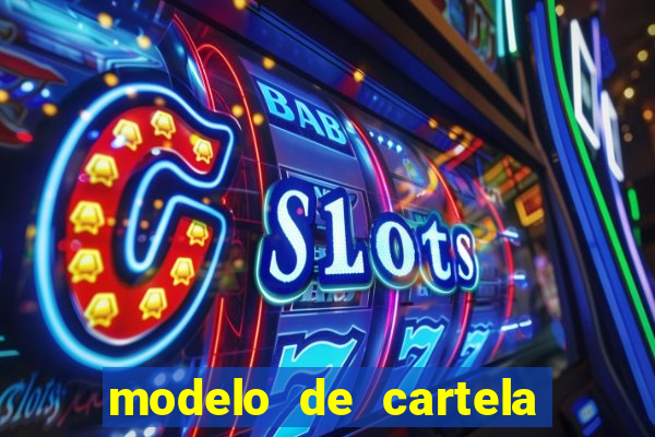 modelo de cartela de bingo em branco